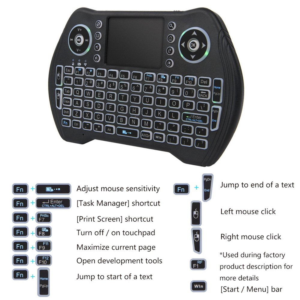 Upvivi 2.4G Wireless Keyboard With Touchpad Mouse Backlit Usb Mini Keyboard Multi Media Handheld Android Box Remote Keyboard For